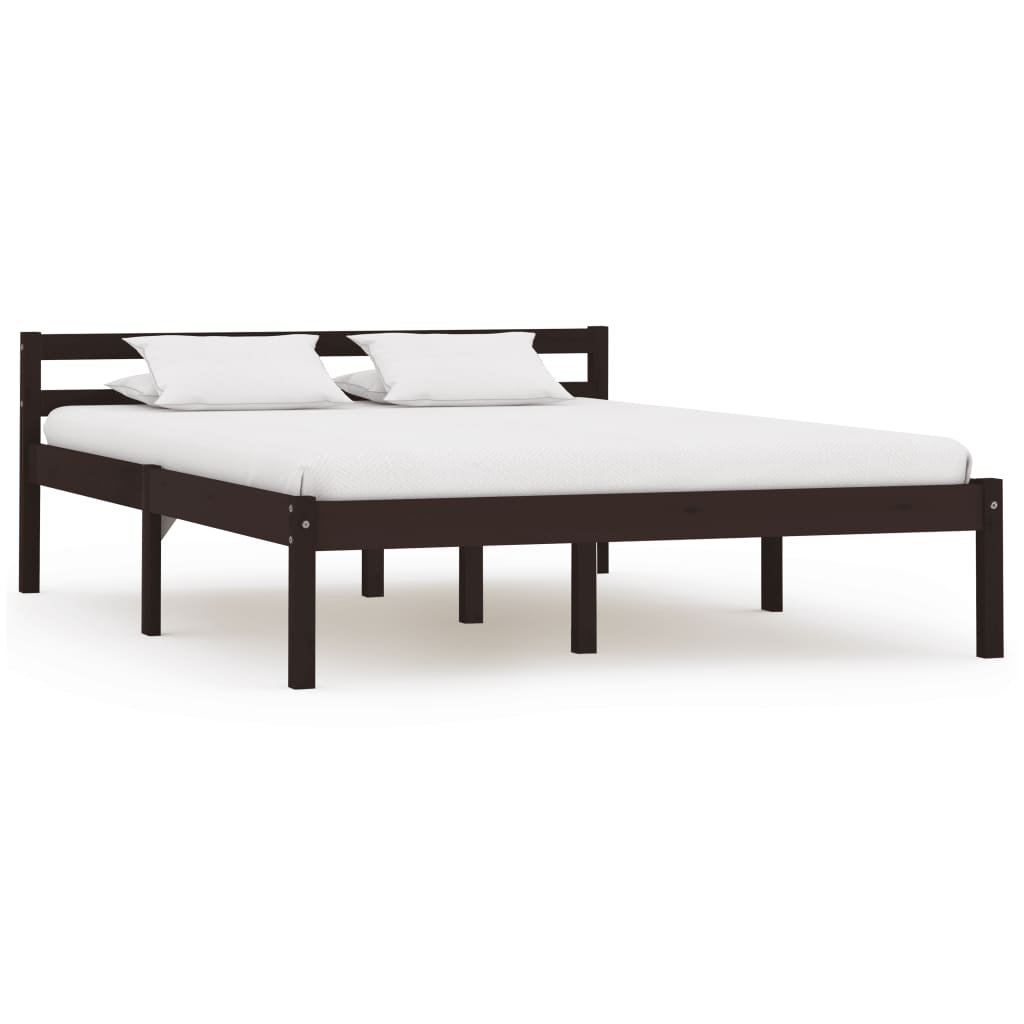 Bed Frame Dark Brown Solid Pine Wood 120x200 cm- Beds & Bed Frames - HomeShopIreland - Home Shop Ireland - Beds & Bed Frames - Bed Frame Dark Brown Solid Pine Wood 120x200 cm