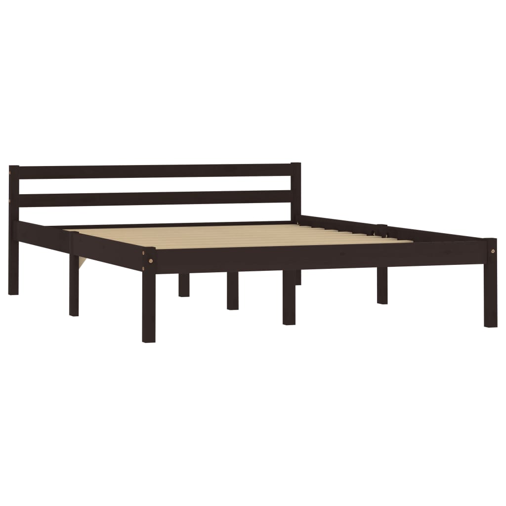 Bed Frame Dark Brown Solid Pine Wood 120x200 cm- Beds & Bed Frames - HomeShopIreland - Home Shop Ireland - Beds & Bed Frames - Bed Frame Dark Brown Solid Pine Wood 120x200 cm