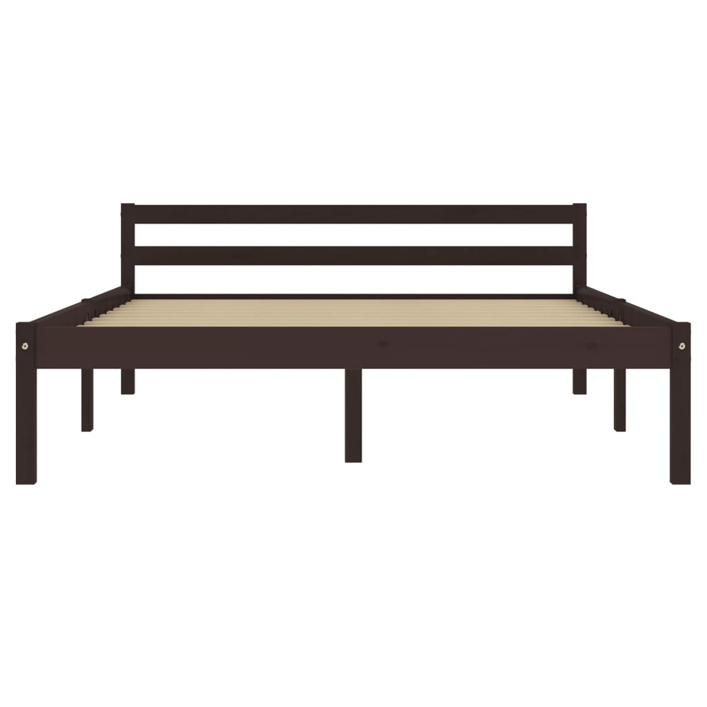 Bed Frame Dark Brown Solid Pine Wood 120x200 cm- Beds & Bed Frames - HomeShopIreland - Home Shop Ireland - Beds & Bed Frames - Bed Frame Dark Brown Solid Pine Wood 120x200 cm
