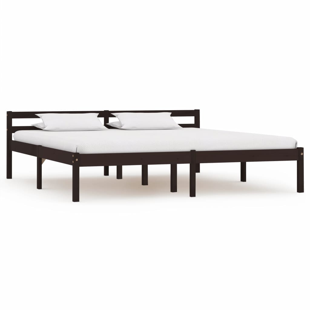Bed Frame Dark Brown Solid Pine Wood 160x200 cm- Beds & Bed Frames - HomeShopIreland - Home Shop Ireland - Beds & Bed Frames - Bed Frame Dark Brown Solid Pine Wood 160x200 cm