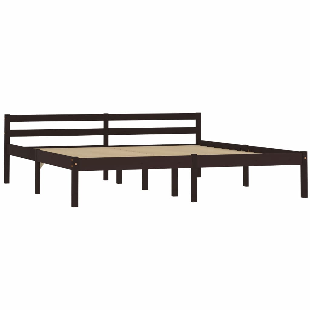 Bed Frame Dark Brown Solid Pine Wood 160x200 cm- Beds & Bed Frames - HomeShopIreland - Home Shop Ireland - Beds & Bed Frames - Bed Frame Dark Brown Solid Pine Wood 160x200 cm
