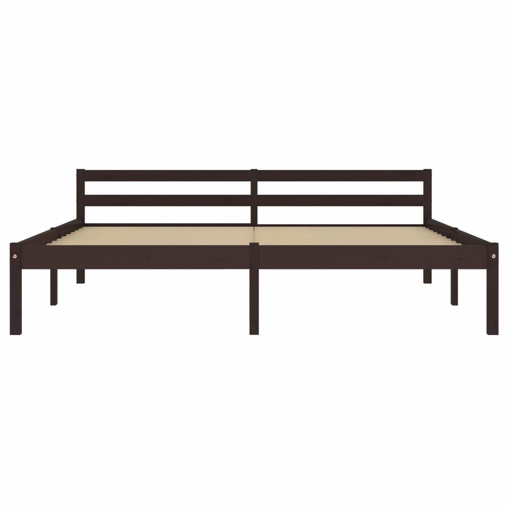 Bed Frame Dark Brown Solid Pine Wood 160x200 cm- Beds & Bed Frames - HomeShopIreland - Home Shop Ireland - Beds & Bed Frames - Bed Frame Dark Brown Solid Pine Wood 160x200 cm