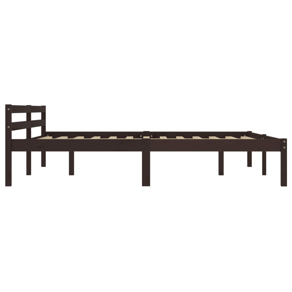 Bed Frame Dark Brown Solid Pine Wood 160x200 cm- Beds & Bed Frames - HomeShopIreland - Home Shop Ireland - Beds & Bed Frames - Bed Frame Dark Brown Solid Pine Wood 160x200 cm