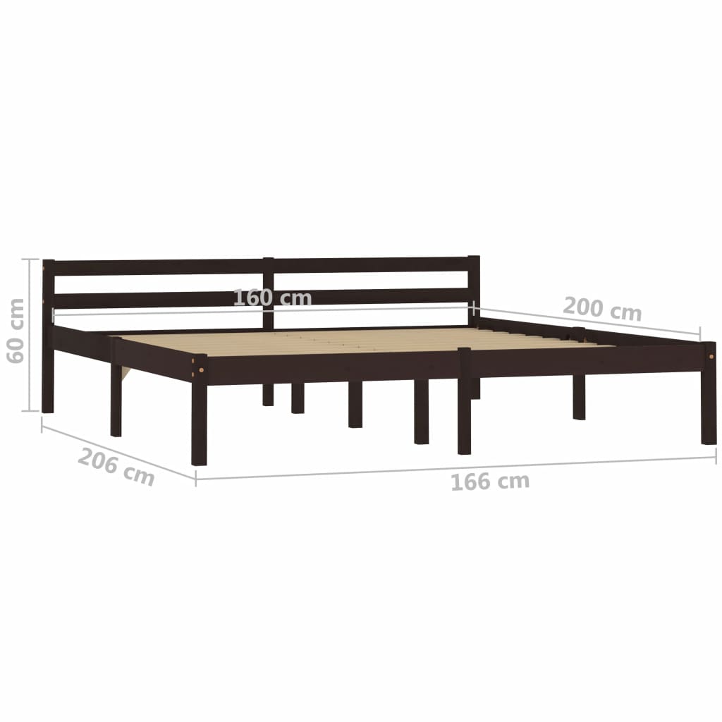 Bed Frame Dark Brown Solid Pine Wood 160x200 cm- Beds & Bed Frames - HomeShopIreland - Home Shop Ireland - Beds & Bed Frames - Bed Frame Dark Brown Solid Pine Wood 160x200 cm