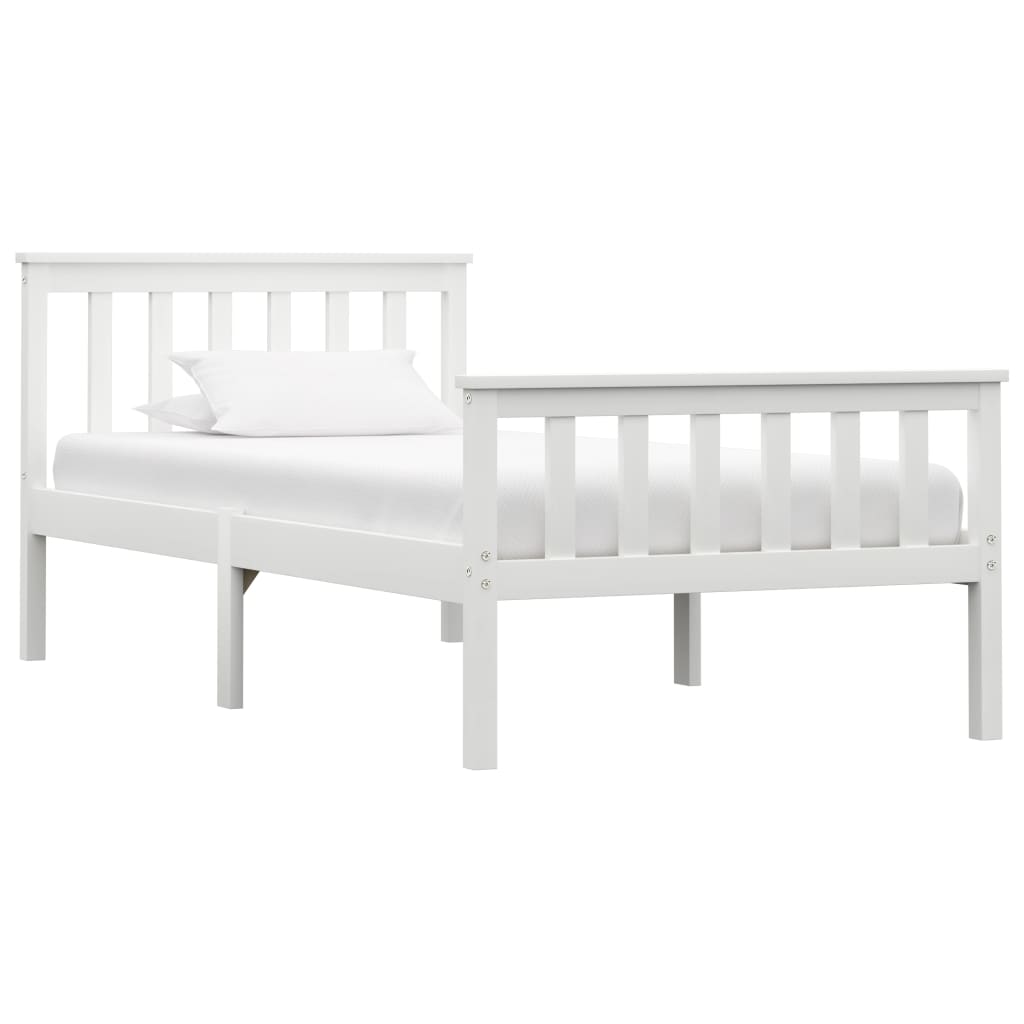 Bed Frame White Solid Pinewood 90x190 cm- Beds & Bed Frames - HomeShopIreland - Home Shop Ireland - Beds & Bed Frames - Bed Frame White Solid Pinewood 90x190 cm