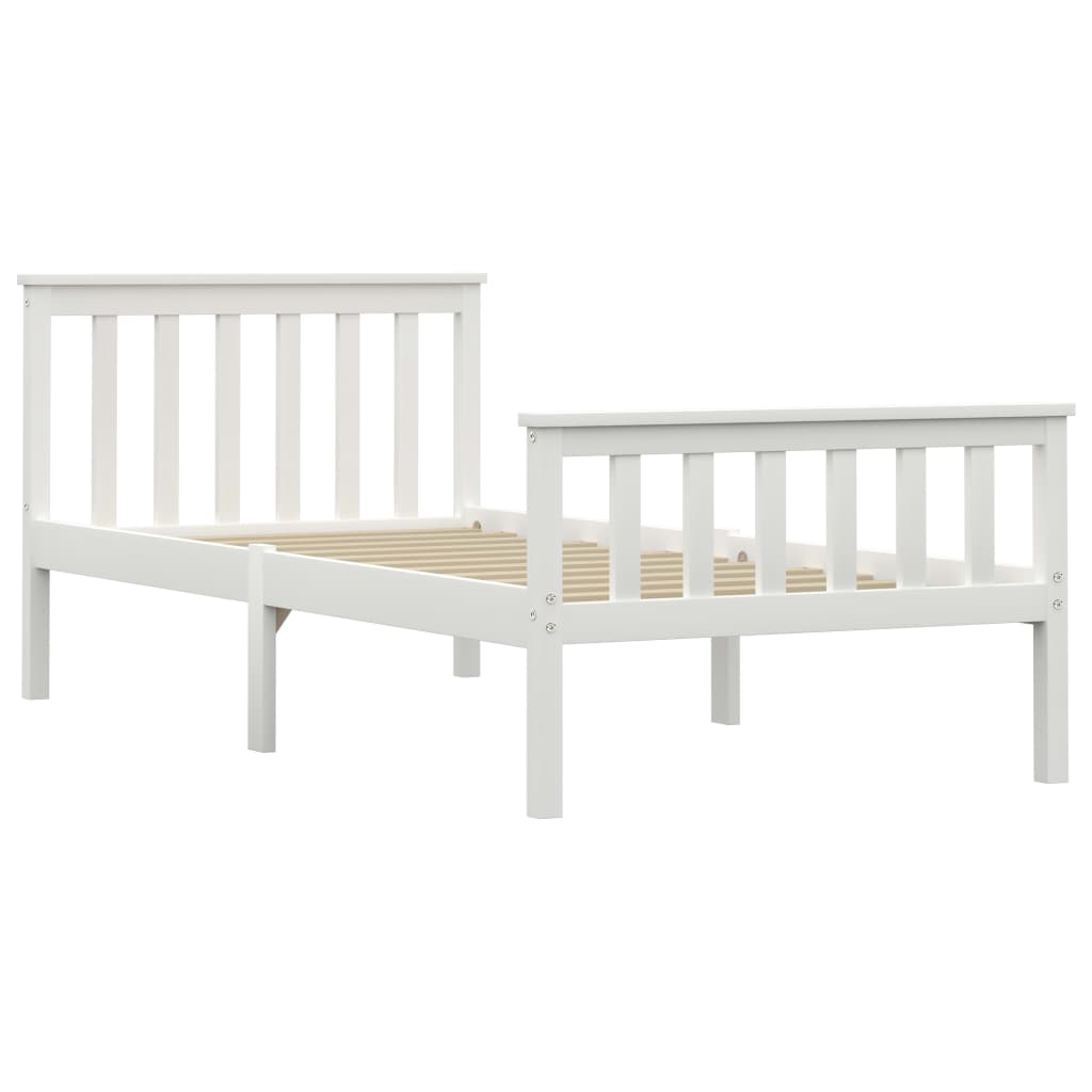 Bed Frame White Solid Pinewood 90x190 cm- Beds & Bed Frames - HomeShopIreland - Home Shop Ireland - Beds & Bed Frames - Bed Frame White Solid Pinewood 90x190 cm