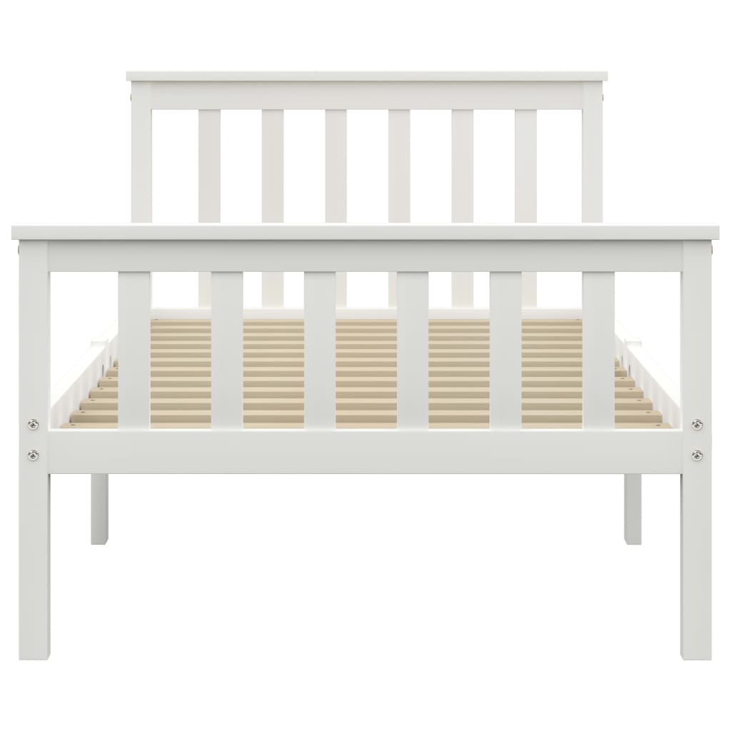 Bed Frame White Solid Pinewood 90x190 cm- Beds & Bed Frames - HomeShopIreland - Home Shop Ireland - Beds & Bed Frames - Bed Frame White Solid Pinewood 90x190 cm