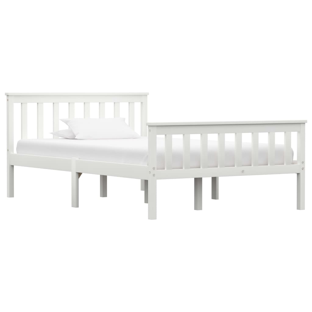 Bed Frame White Solid Pinewood 120x190 cm- Beds & Bed Frames - HomeShopIreland - Home Shop Ireland - Beds & Bed Frames - Bed Frame White Solid Pinewood 120x190 cm