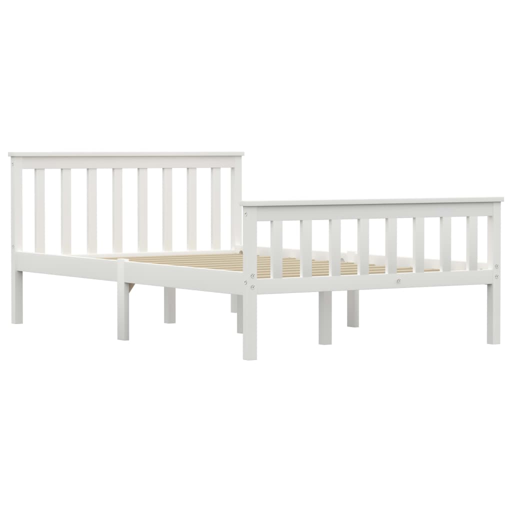 Bed Frame White Solid Pinewood 120x190 cm- Beds & Bed Frames - HomeShopIreland - Home Shop Ireland - Beds & Bed Frames - Bed Frame White Solid Pinewood 120x190 cm