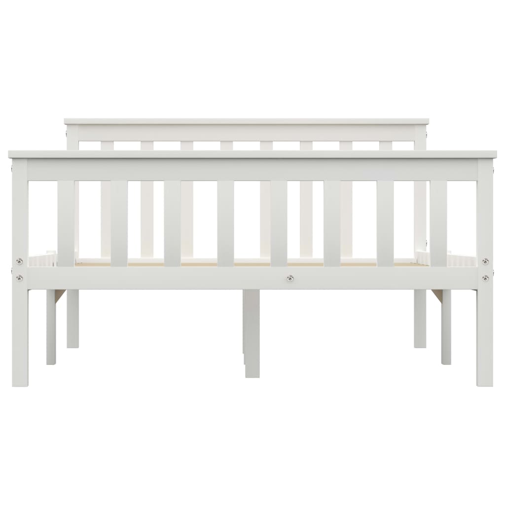 Bed Frame White Solid Pinewood 120x190 cm- Beds & Bed Frames - HomeShopIreland - Home Shop Ireland - Beds & Bed Frames - Bed Frame White Solid Pinewood 120x190 cm