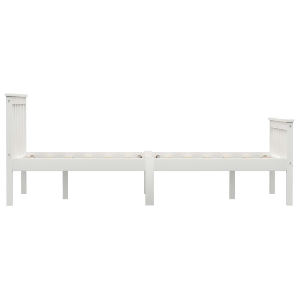 Bed Frame White Solid Pinewood 120x190 cm- Beds & Bed Frames - HomeShopIreland - Home Shop Ireland - Beds & Bed Frames - Bed Frame White Solid Pinewood 120x190 cm