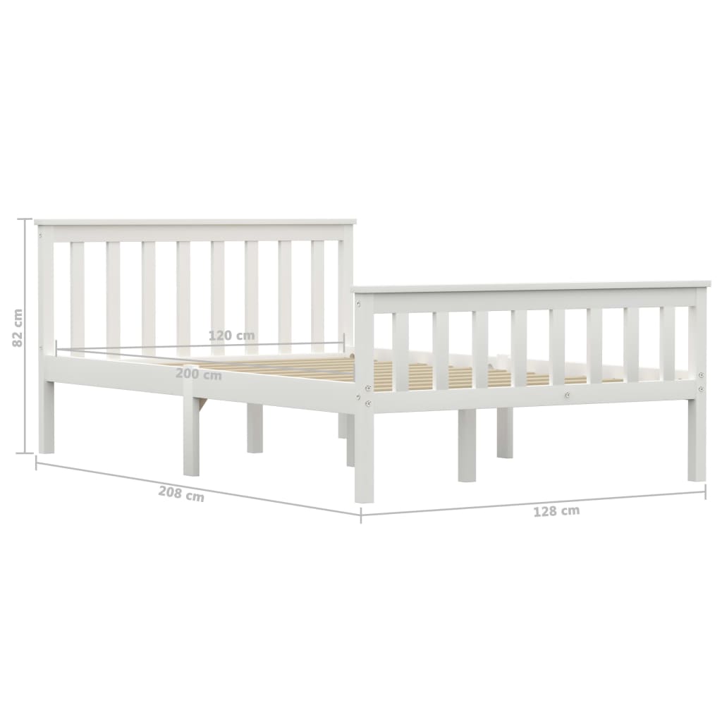 Bed Frame White Solid Pinewood 120x190 cm- Beds & Bed Frames - HomeShopIreland - Home Shop Ireland - Beds & Bed Frames - Bed Frame White Solid Pinewood 120x190 cm