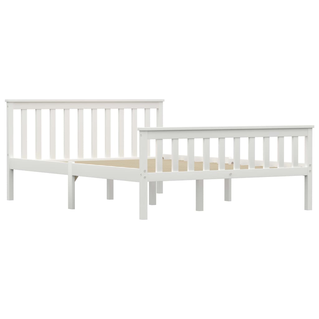 Bed Frame White Solid Pinewood 135 x 190 cm- Beds & Bed Frames - HomeShopIreland - Home Shop Ireland - Beds & Bed Frames - Bed Frame White Solid Pinewood 135 x 190 cm