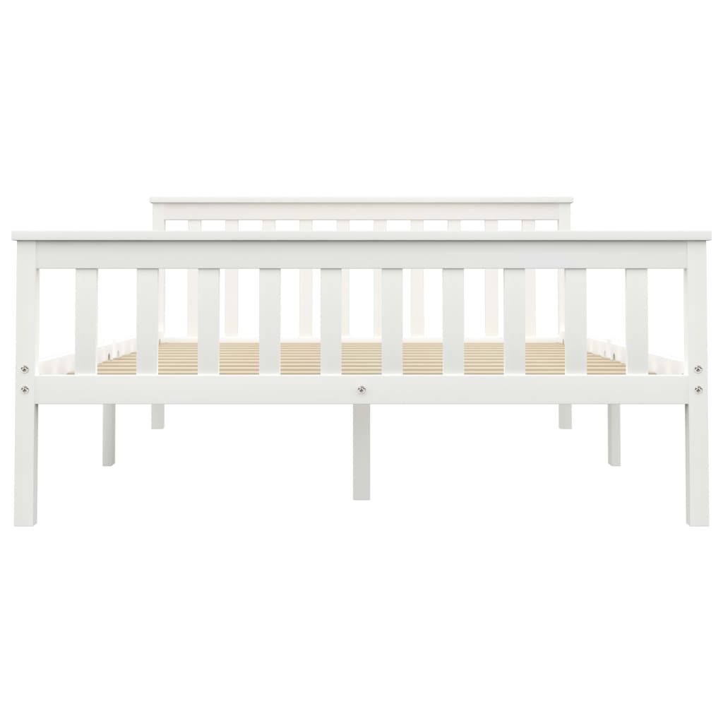 Bed Frame White Solid Pinewood 135 x 190 cm- Beds & Bed Frames - HomeShopIreland - Home Shop Ireland - Beds & Bed Frames - Bed Frame White Solid Pinewood 135 x 190 cm