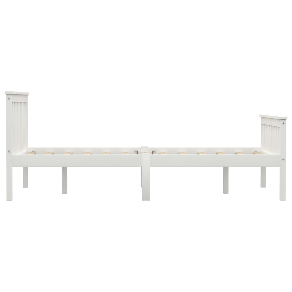 Bed Frame White Solid Pinewood 135 x 190 cm- Beds & Bed Frames - HomeShopIreland - Home Shop Ireland - Beds & Bed Frames - Bed Frame White Solid Pinewood 135 x 190 cm