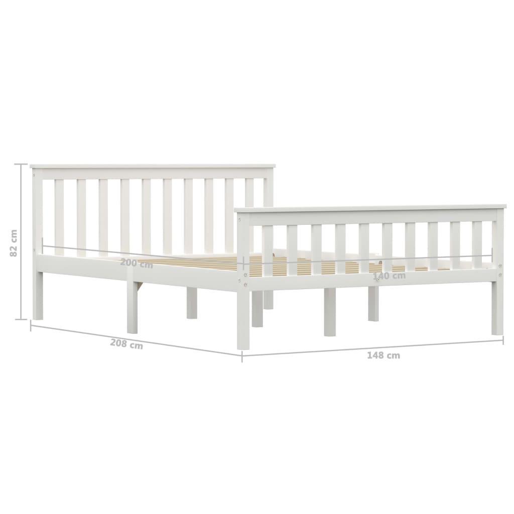 Bed Frame White Solid Pinewood 135 x 190 cm- Beds & Bed Frames - HomeShopIreland - Home Shop Ireland - Beds & Bed Frames - Bed Frame White Solid Pinewood 135 x 190 cm