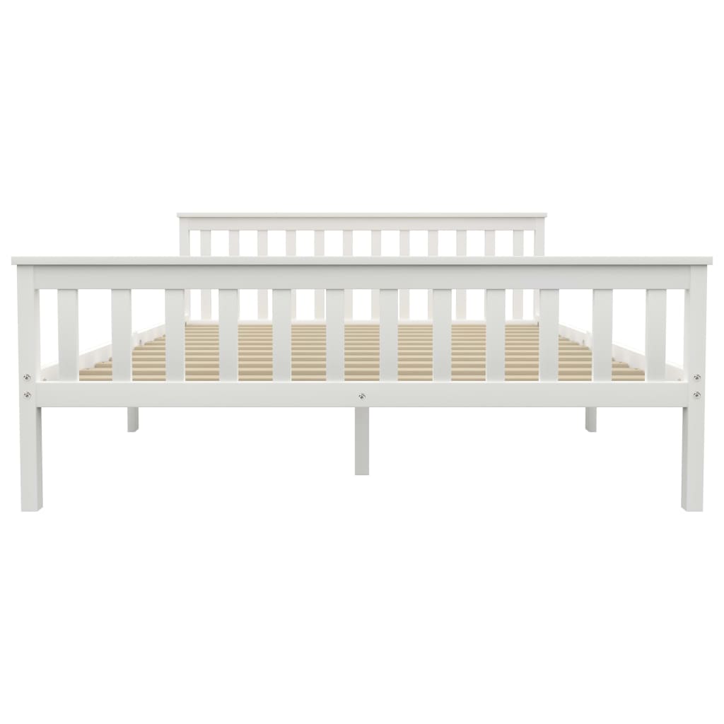 Bed Frame White Solid Pinewood 150 x 200 cm- Beds & Bed Frames - HomeShopIreland - Home Shop Ireland - Beds & Bed Frames - Bed Frame White Solid Pinewood 150 x 200 cm