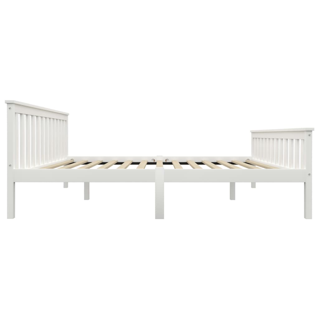 Bed Frame White Solid Pinewood 150 x 200 cm- Beds & Bed Frames - HomeShopIreland - Home Shop Ireland - Beds & Bed Frames - Bed Frame White Solid Pinewood 150 x 200 cm