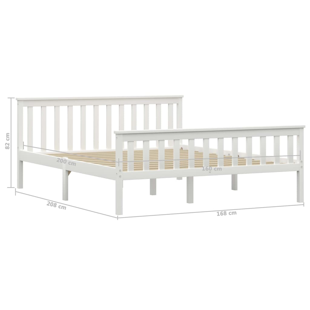 Bed Frame White Solid Pinewood 150 x 200 cm- Beds & Bed Frames - HomeShopIreland - Home Shop Ireland - Beds & Bed Frames - Bed Frame White Solid Pinewood 150 x 200 cm