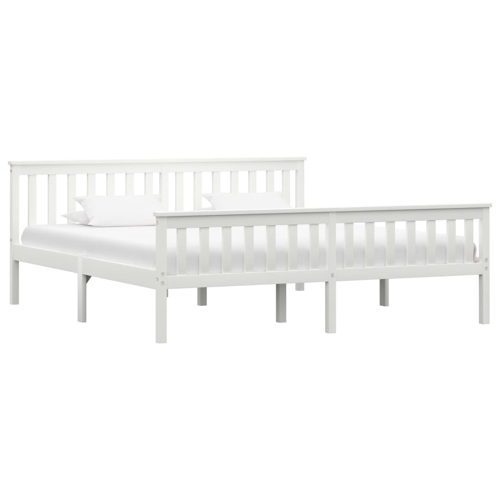 Bed Frame White Solid Pinewood 180x200 cm- Beds & Bed Frames - HomeShopIreland - Home Shop Ireland - Beds & Bed Frames - Bed Frame White Solid Pinewood 180x200 cm