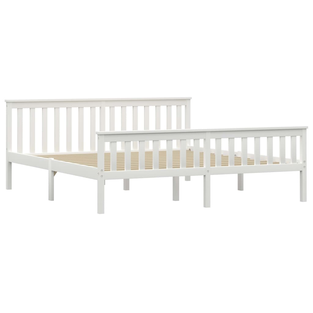 Bed Frame White Solid Pinewood 180x200 cm- Beds & Bed Frames - HomeShopIreland - Home Shop Ireland - Beds & Bed Frames - Bed Frame White Solid Pinewood 180x200 cm