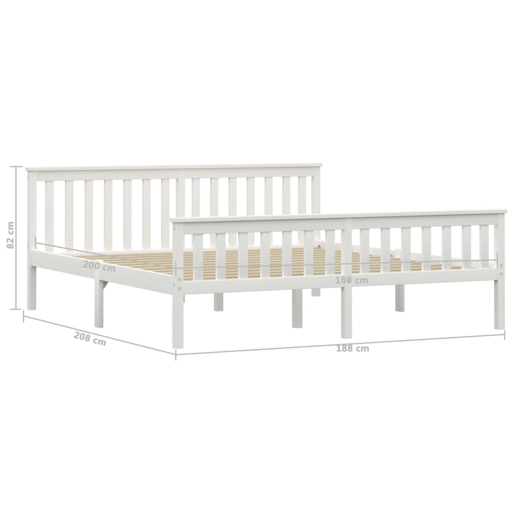 Bed Frame White Solid Pinewood 180x200 cm- Beds & Bed Frames - HomeShopIreland - Home Shop Ireland - Beds & Bed Frames - Bed Frame White Solid Pinewood 180x200 cm
