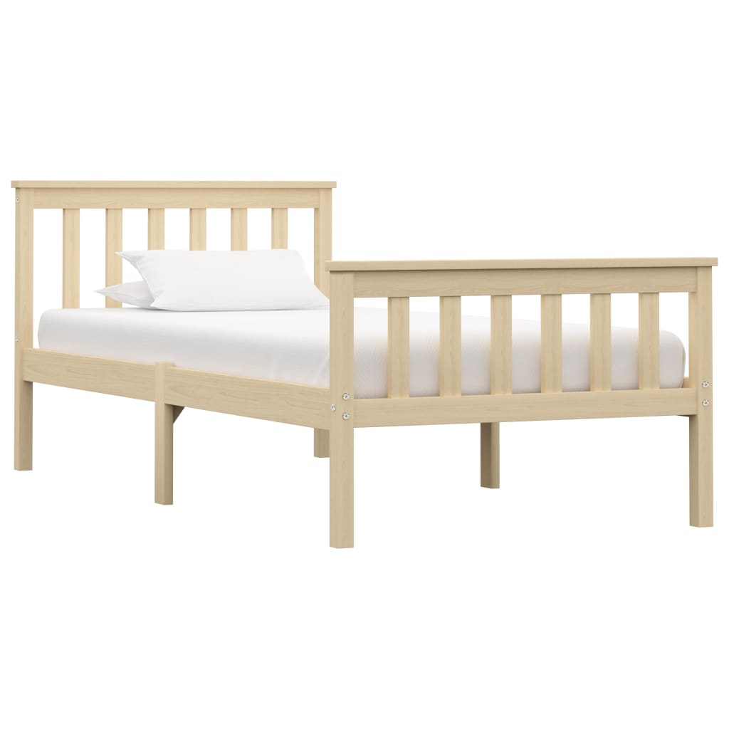 Bed Frame Light Wood Solid Pinewood 100x200 cm- Beds & Bed Frames - HomeShopIreland - Home Shop Ireland - Beds & Bed Frames - Bed Frame Light Wood Solid Pinewood 100x200 cm
