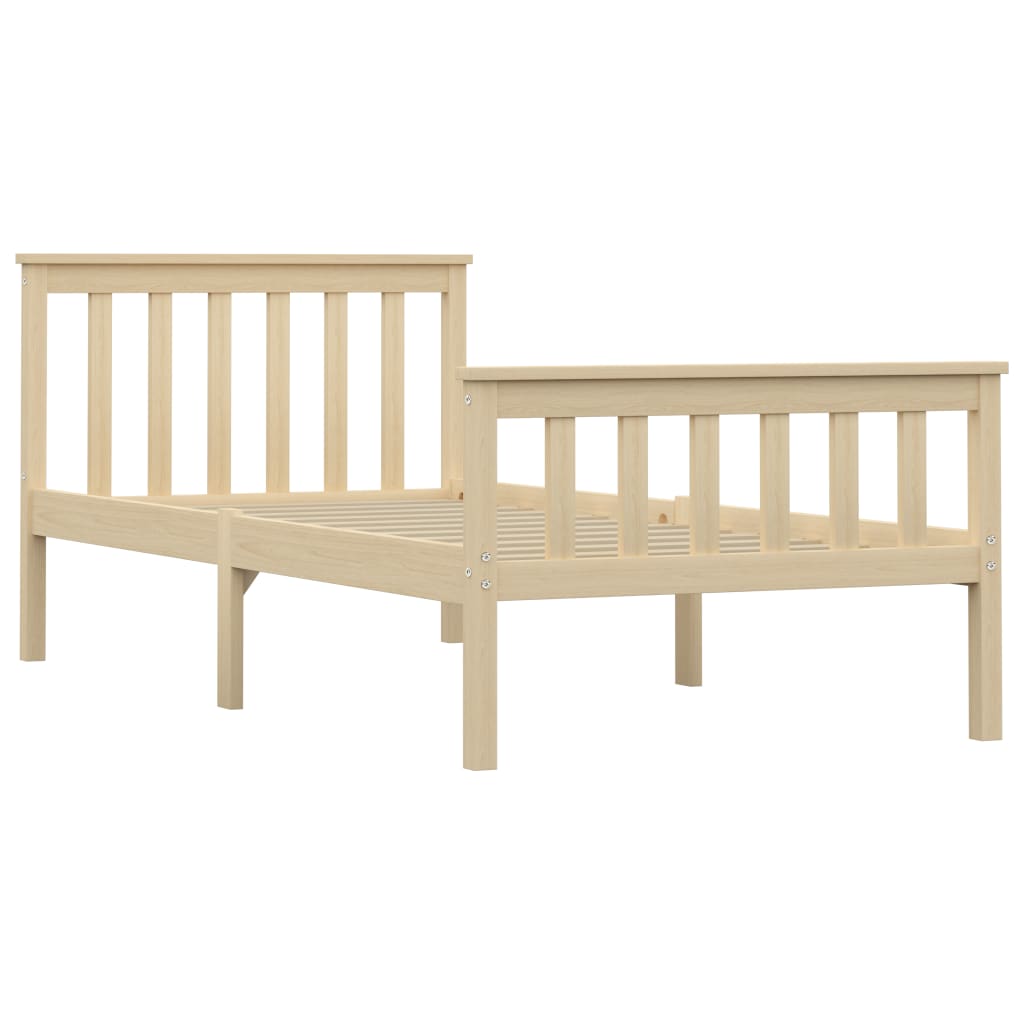 Bed Frame Light Wood Solid Pinewood 100x200 cm- Beds & Bed Frames - HomeShopIreland - Home Shop Ireland - Beds & Bed Frames - Bed Frame Light Wood Solid Pinewood 100x200 cm
