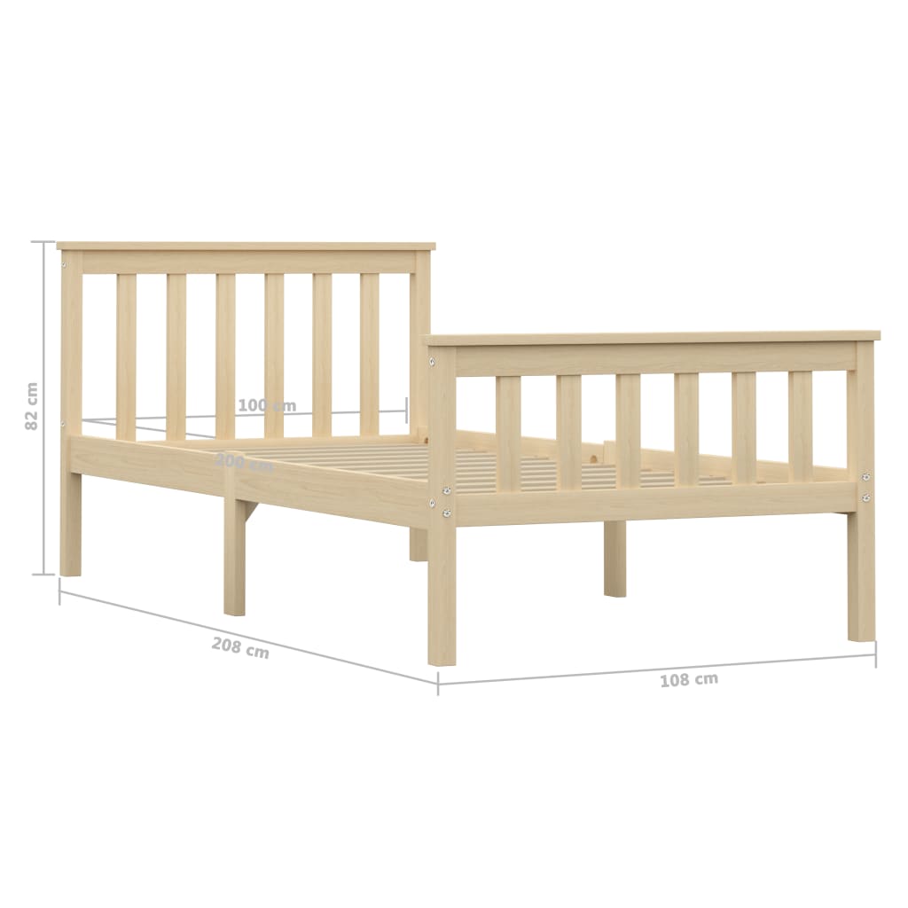 Bed Frame Light Wood Solid Pinewood 100x200 cm- Beds & Bed Frames - HomeShopIreland - Home Shop Ireland - Beds & Bed Frames - Bed Frame Light Wood Solid Pinewood 100x200 cm
