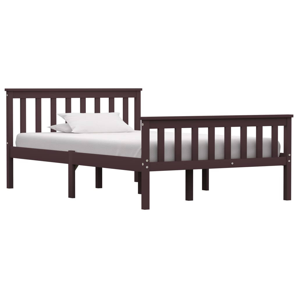 Bed Frame Dark Brown Solid Pinewood 120 x 190 cm- Beds & Bed Frames - HomeShopIreland - Home Shop Ireland - Beds & Bed Frames - Bed Frame Dark Brown Solid Pinewood 120 x 190 cm