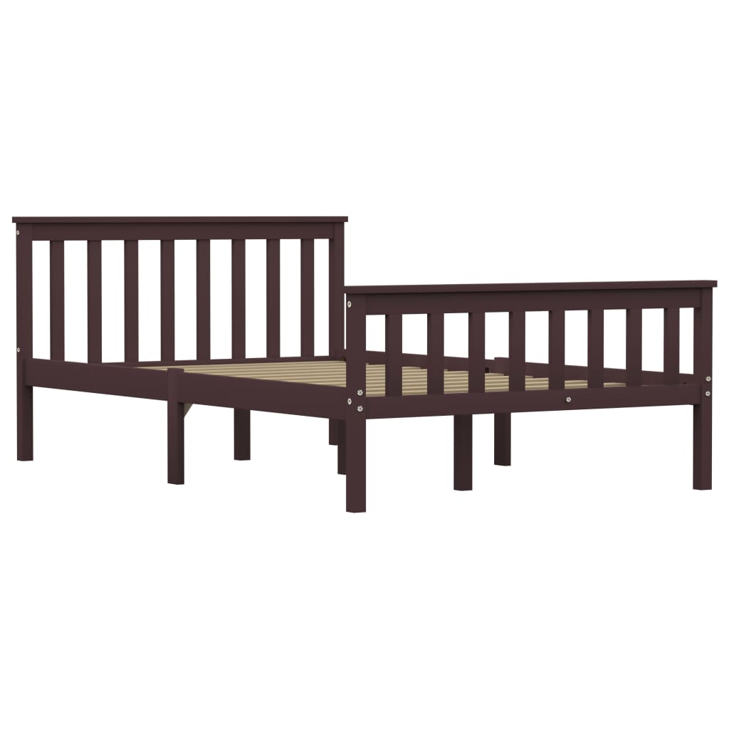 Bed Frame Dark Brown Solid Pinewood 120 x 190 cm- Beds & Bed Frames - HomeShopIreland - Home Shop Ireland - Beds & Bed Frames - Bed Frame Dark Brown Solid Pinewood 120 x 190 cm