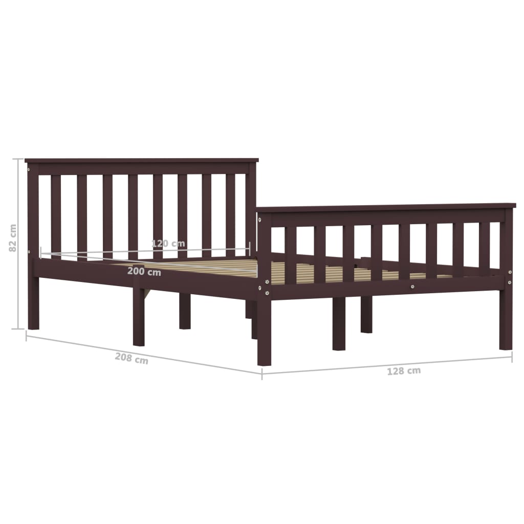 Bed Frame Dark Brown Solid Pinewood 120 x 190 cm- Beds & Bed Frames - HomeShopIreland - Home Shop Ireland - Beds & Bed Frames - Bed Frame Dark Brown Solid Pinewood 120 x 190 cm