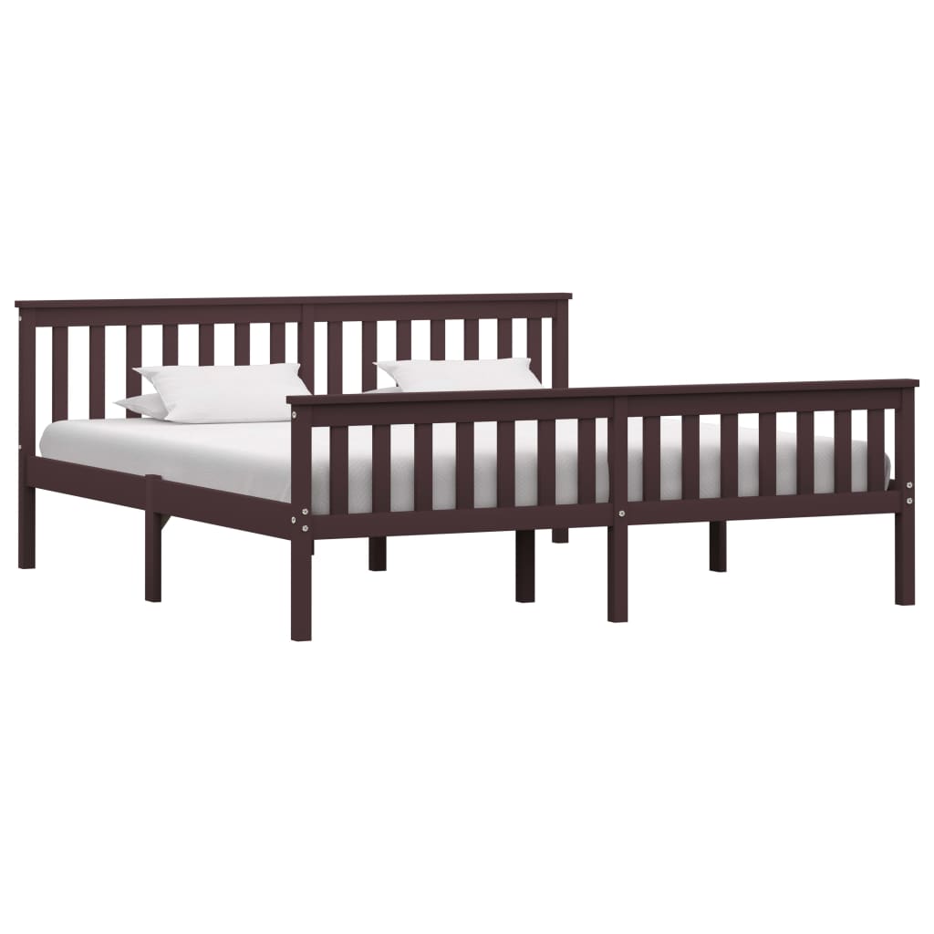 Bed Frame Dark Brown Solid Pinewood 180x200 cm- Beds & Bed Frames - HomeShopIreland - Home Shop Ireland - Beds & Bed Frames - Bed Frame Dark Brown Solid Pinewood 180x200 cm