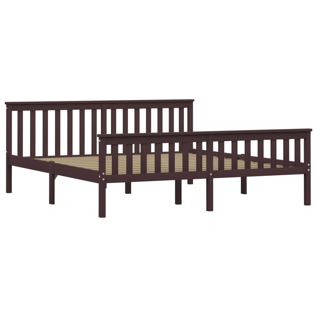 Bed Frame Dark Brown Solid Pinewood 180x200 cm- Beds & Bed Frames - HomeShopIreland - Home Shop Ireland - Beds & Bed Frames - Bed Frame Dark Brown Solid Pinewood 180x200 cm