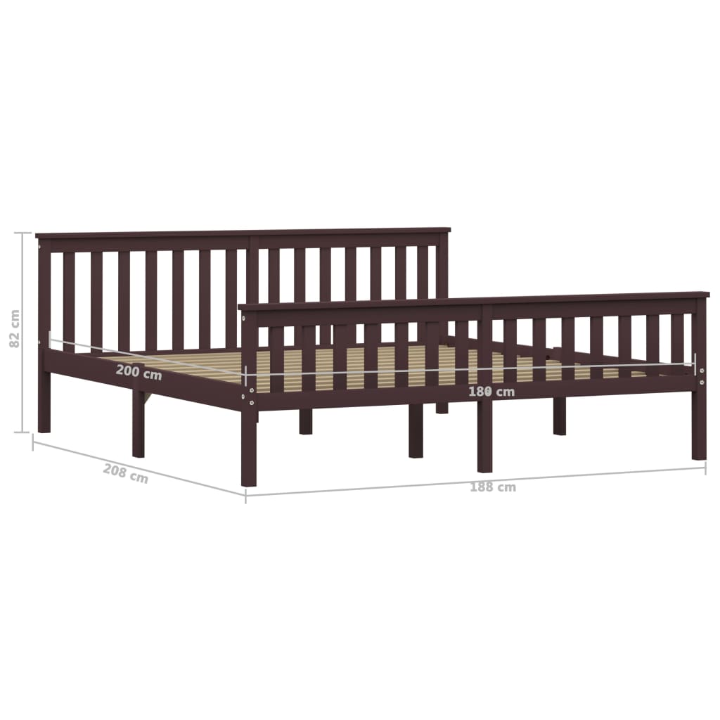 Bed Frame Dark Brown Solid Pinewood 180x200 cm- Beds & Bed Frames - HomeShopIreland - Home Shop Ireland - Beds & Bed Frames - Bed Frame Dark Brown Solid Pinewood 180x200 cm