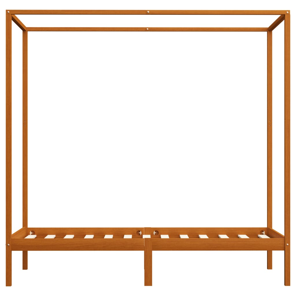Canopy Bed Frame Honey Brown Solid Pine Wood 90x200 cm- Beds & Bed Frames - HomeShopIreland - Home Shop Ireland - Beds & Bed Frames - Canopy Bed Frame Honey Brown Solid Pine Wood 90x200 cm