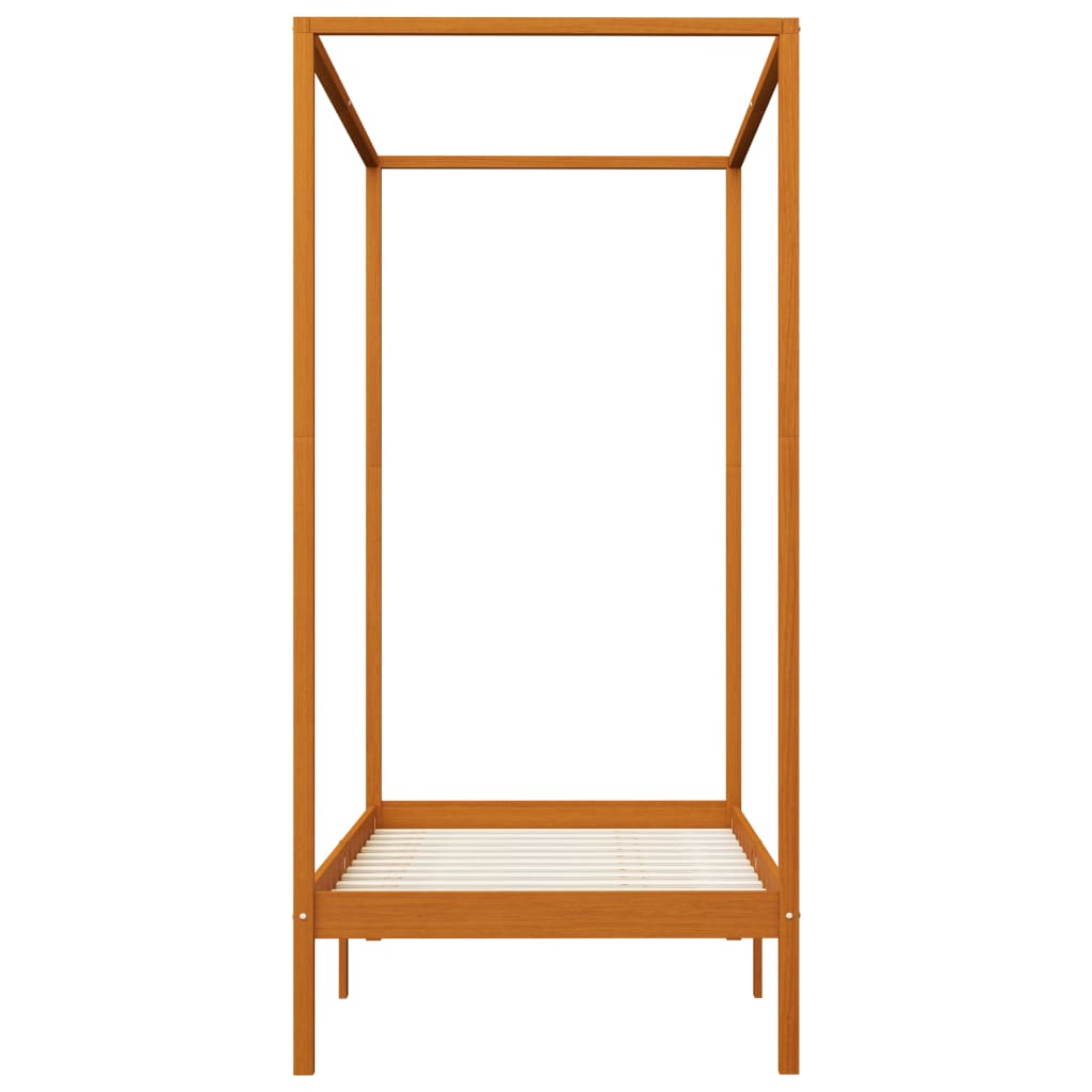 Canopy Bed Frame Honey Brown Solid Pine Wood 90x200 cm- Beds & Bed Frames - HomeShopIreland - Home Shop Ireland - Beds & Bed Frames - Canopy Bed Frame Honey Brown Solid Pine Wood 90x200 cm