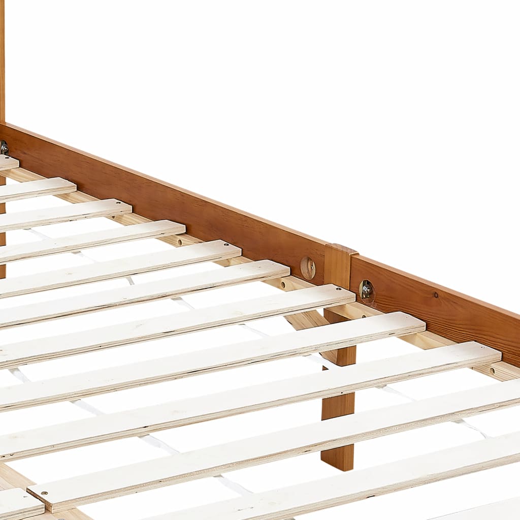 Canopy Bed Frame Honey Brown Solid Pine Wood 90x200 cm- Beds & Bed Frames - HomeShopIreland - Home Shop Ireland - Beds & Bed Frames - Canopy Bed Frame Honey Brown Solid Pine Wood 90x200 cm