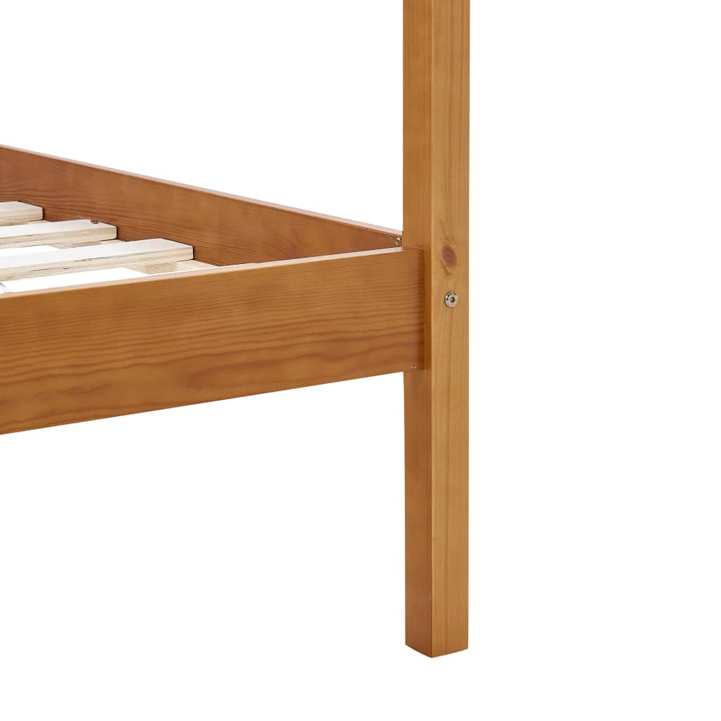 Canopy Bed Frame Honey Brown Solid Pine Wood 90x200 cm- Beds & Bed Frames - HomeShopIreland - Home Shop Ireland - Beds & Bed Frames - Canopy Bed Frame Honey Brown Solid Pine Wood 90x200 cm