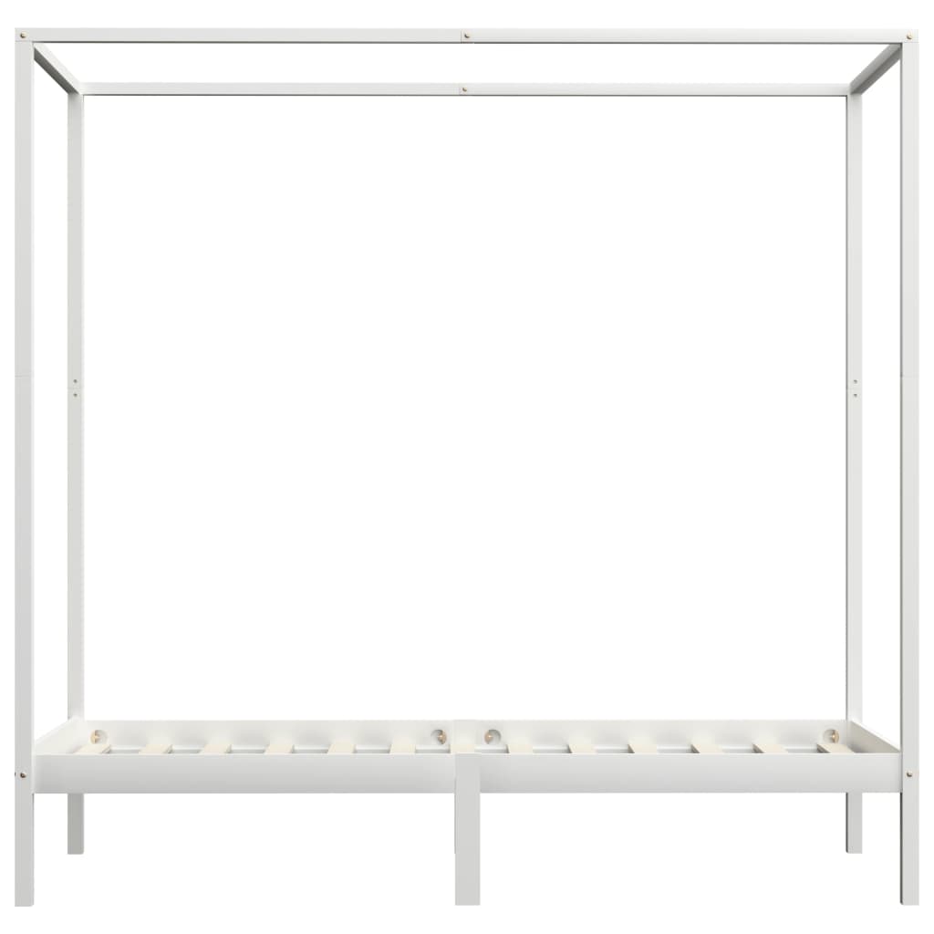 Canopy Bed Frame White Solid Pine Wood 90x200 cm- Beds & Bed Frames - HomeShopIreland - Home Shop Ireland - Beds & Bed Frames - Canopy Bed Frame White Solid Pine Wood 90x200 cm