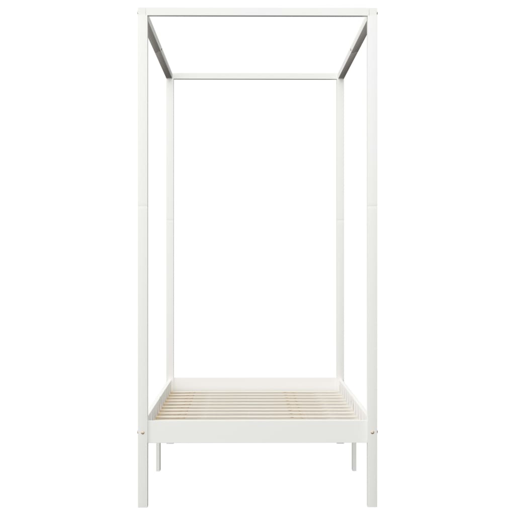 Canopy Bed Frame White Solid Pine Wood 90x200 cm- Beds & Bed Frames - HomeShopIreland - Home Shop Ireland - Beds & Bed Frames - Canopy Bed Frame White Solid Pine Wood 90x200 cm