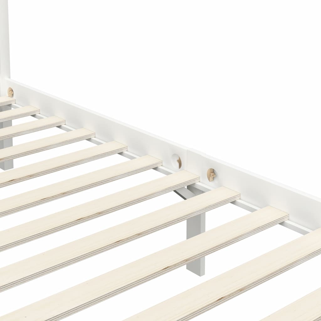 Canopy Bed Frame White Solid Pine Wood 90x200 cm- Beds & Bed Frames - HomeShopIreland - Home Shop Ireland - Beds & Bed Frames - Canopy Bed Frame White Solid Pine Wood 90x200 cm