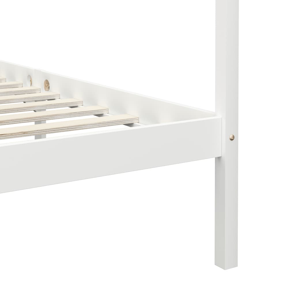 Canopy Bed Frame White Solid Pine Wood 90x200 cm- Beds & Bed Frames - HomeShopIreland - Home Shop Ireland - Beds & Bed Frames - Canopy Bed Frame White Solid Pine Wood 90x200 cm