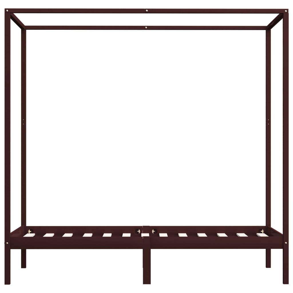 Canopy Bed Frame Dark Brown Solid Pine Wood 90x200 cm- Beds & Bed Frames - HomeShopIreland - Home Shop Ireland - Beds & Bed Frames - Canopy Bed Frame Dark Brown Solid Pine Wood 90x200 cm