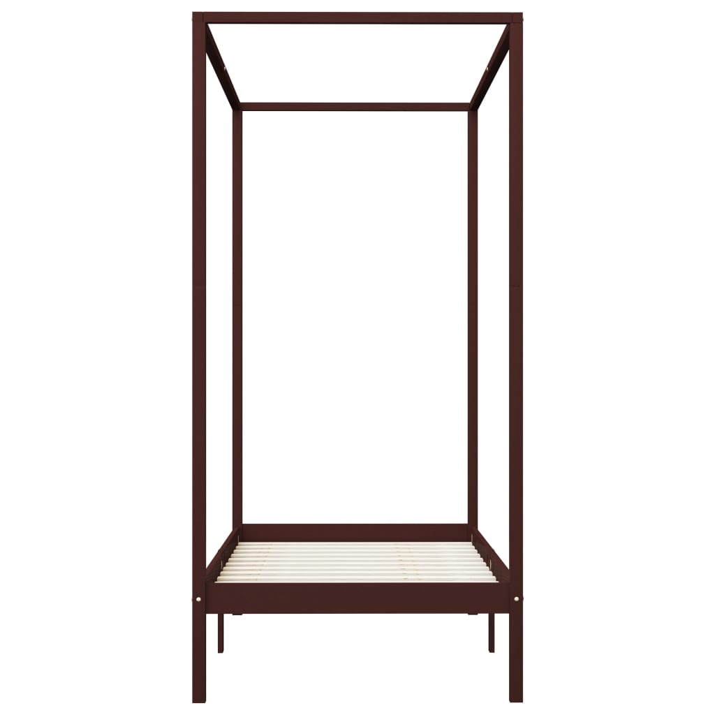 Canopy Bed Frame Dark Brown Solid Pine Wood 90x200 cm- Beds & Bed Frames - HomeShopIreland - Home Shop Ireland - Beds & Bed Frames - Canopy Bed Frame Dark Brown Solid Pine Wood 90x200 cm