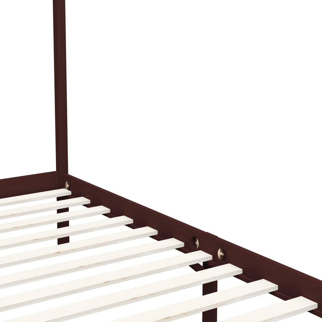 Canopy Bed Frame Dark Brown Solid Pine Wood 90x200 cm- Beds & Bed Frames - HomeShopIreland - Home Shop Ireland - Beds & Bed Frames - Canopy Bed Frame Dark Brown Solid Pine Wood 90x200 cm