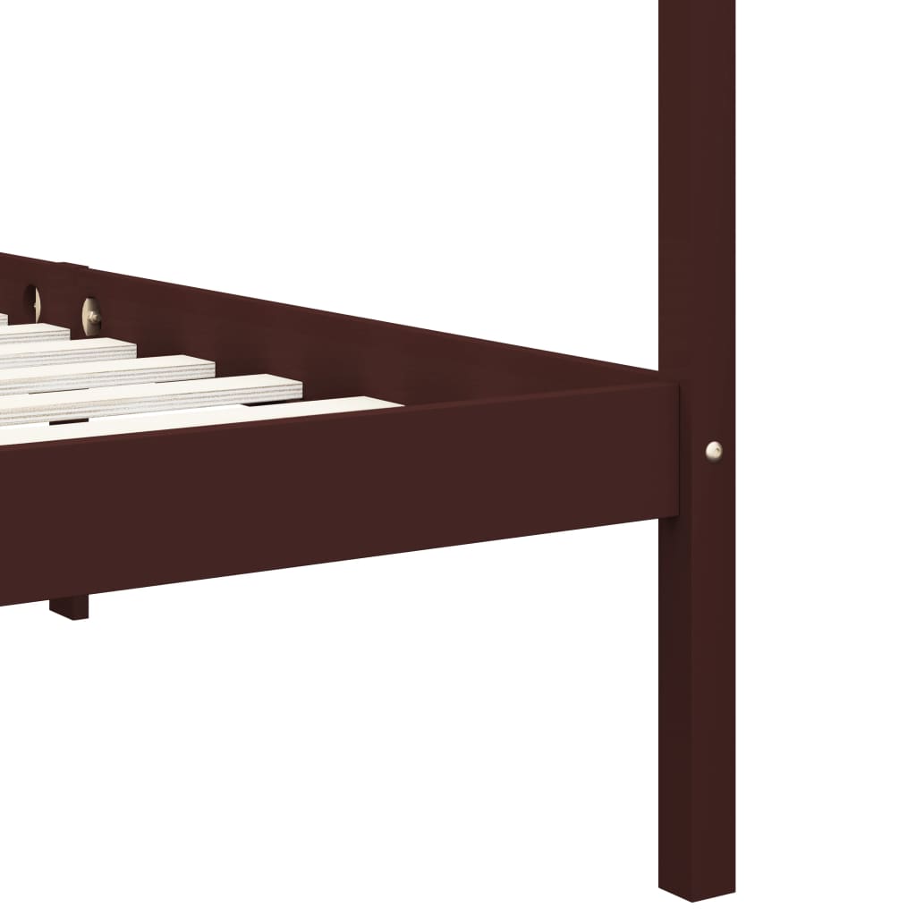 Canopy Bed Frame Dark Brown Solid Pine Wood 90x200 cm- Beds & Bed Frames - HomeShopIreland - Home Shop Ireland - Beds & Bed Frames - Canopy Bed Frame Dark Brown Solid Pine Wood 90x200 cm