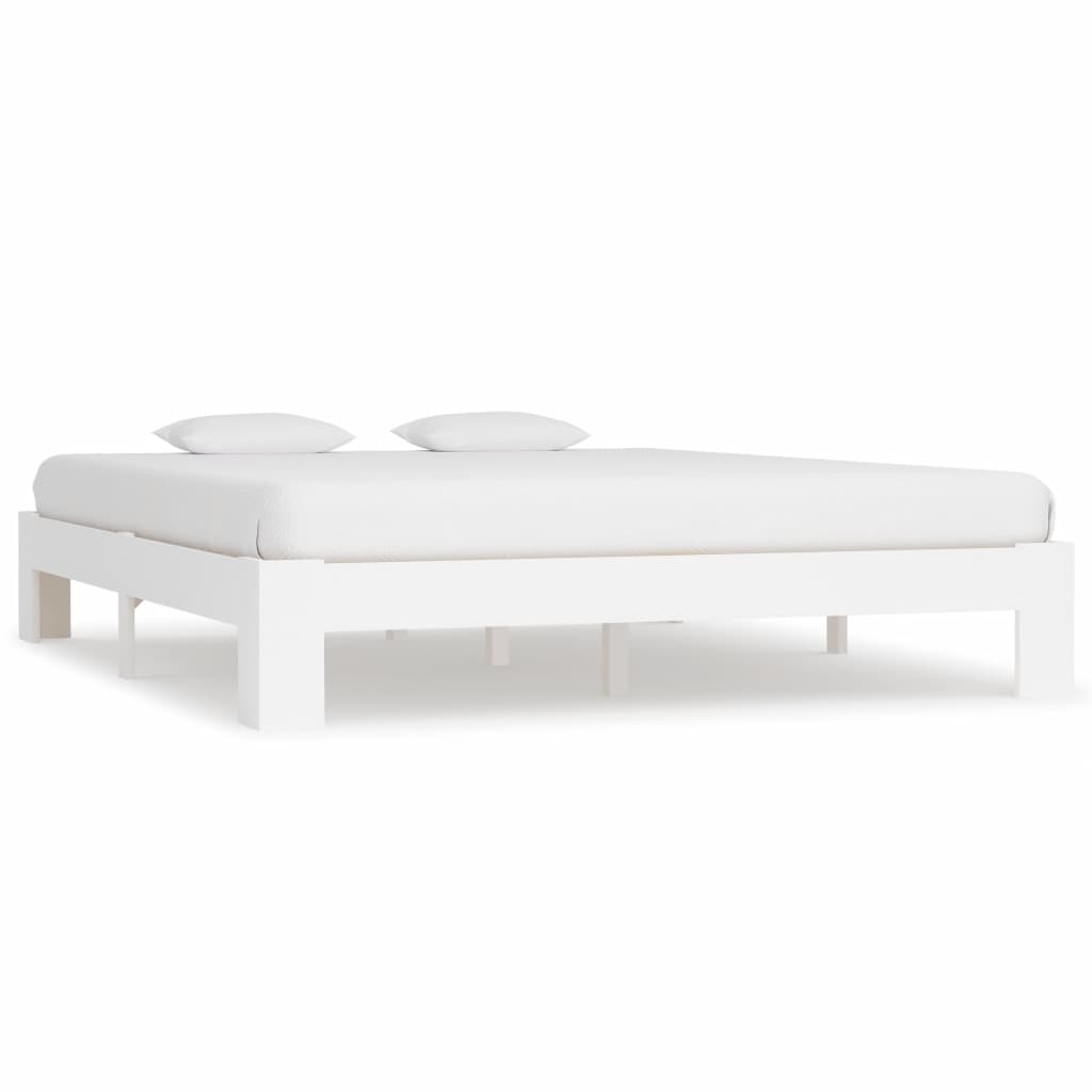 Bed Frame White Solid Pine Wood 160x200 cm- Beds & Bed Frames - HomeShopIreland - Home Shop Ireland - Beds & Bed Frames - Bed Frame White Solid Pine Wood 160x200 cm