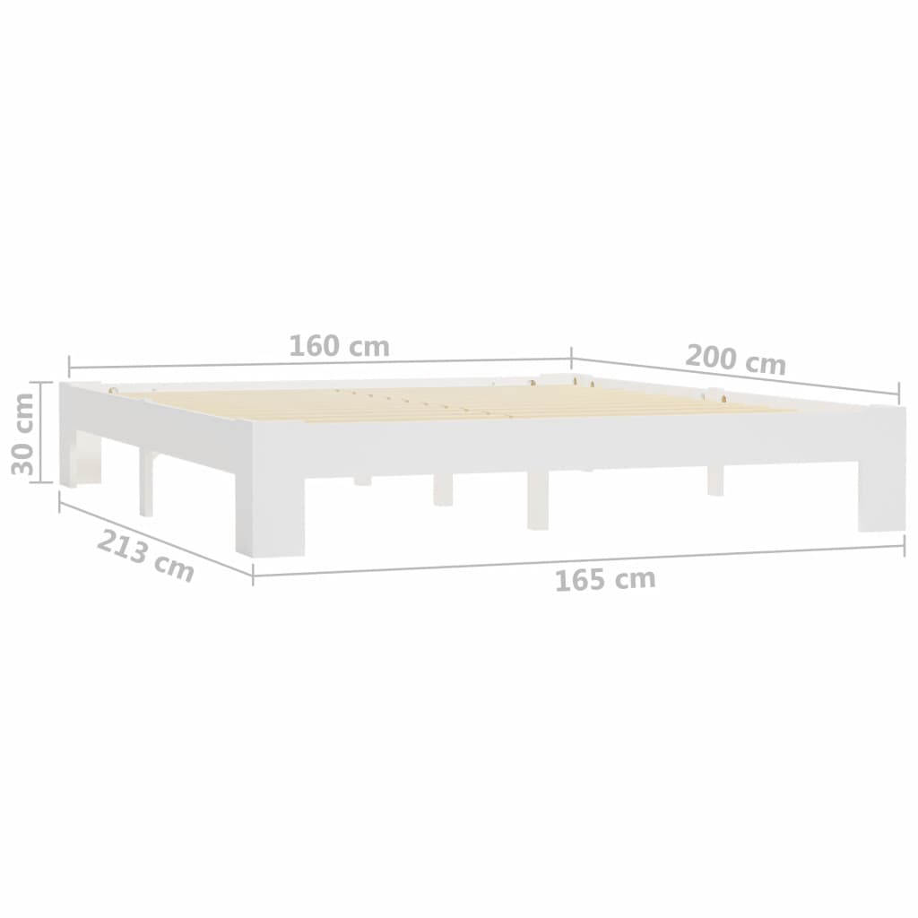 Bed Frame White Solid Pine Wood 160x200 cm- Beds & Bed Frames - HomeShopIreland - Home Shop Ireland - Beds & Bed Frames - Bed Frame White Solid Pine Wood 160x200 cm