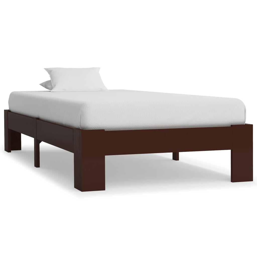 Bed Frame Dark Brown Solid Pine Wood 90x200 cm- Beds & Bed Frames - HomeShopIreland - Home Shop Ireland - Beds & Bed Frames - Bed Frame Dark Brown Solid Pine Wood 90x200 cm